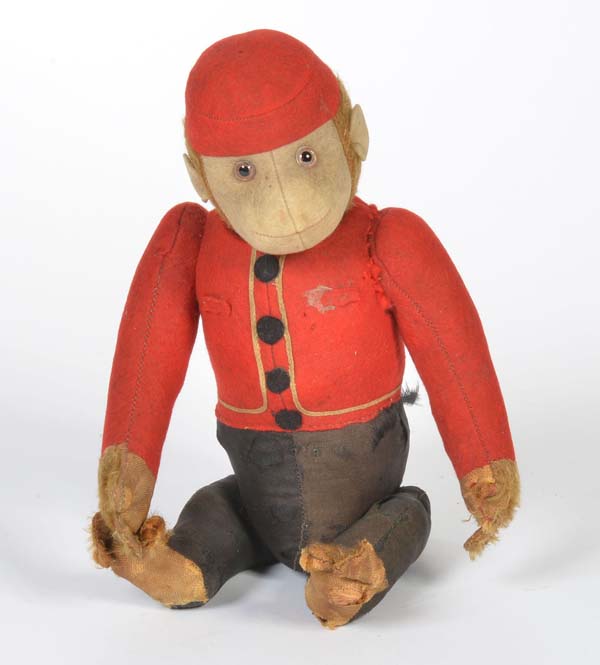 Reserve: 70 EUR    Steiff, Monkey "Yes No", W.-Germany, clothes slightly broken + dirty, 1 arm