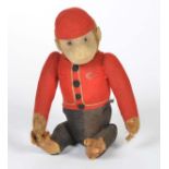 Reserve: 70 EUR    Steiff, Monkey "Yes No", W.-Germany, clothes slightly broken + dirty, 1 arm