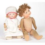 Reserve: 50 EUR    2 Dolls, Germany, 1 head damaged, please inspect    2 Puppen, Germany, 34 + 41