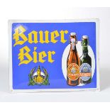 Reserve: 260 EUR    Enamel Sign "Bauer Bier", small spots with paint chipped off right lower side, C