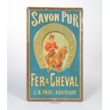 Reserve: 100 EUR    Tin Sign "Savon Pur", embossed, paint d., rust d., deformed, C 2