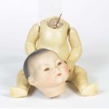 Reserve: 50 EUR    Asian  Doll with Head out of Porcelain, rare, head off, arms + legs loose, please
