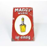 Reserve: 400 EUR    Enamel Sign "Maggi's Wuerze", paint d., rusty, paint chipped off, bad spots, C 3