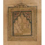 Doppelblatt mit 2 Miniaturen. Marokko, 17. Jh. Darstellung 5,1 x 3,9, Blgr. 7,2 x 13,5 cm.  Das