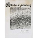 Verordnung über Straßenreinigung. (Nbg.), o.Dr. 11. Mai 1585. Gr.4°. Satzspiegel 18 x 15 cm. 1 Bl.