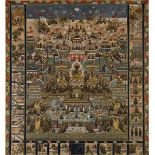 SOKAN
A TAIMA MANDALA FROM KAIFUKUJI TEMPLE
Japan, Kaifukuji Temple in Hidaka, dated 1814. 81 x 73