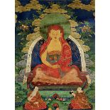 A THANGKA OF KAWA PALTSEG
Tibet, 19th century. 38 x 27.5 cm.
Colours on canvas. 
  Reserve price: