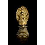 A LARGE GILT-BRONZE FIGURE OF BODHISATTVA SEISHI
Japan, Edo period. Height 65 cm.
Bodhisattva is