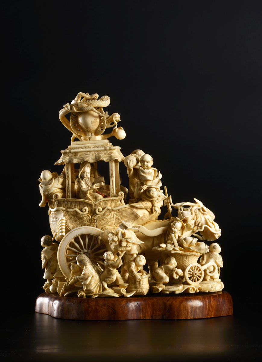 ? AN IVORY OKIMONO OF DASHI WITH SEVEN GODS OF GOOD FORTUNE
Japan, Meiji period (1868-1912). - Image 3 of 5