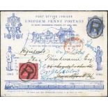 Postal Stationery - 1890 (July 4) Uniform Penny Postage Jubilee 1d envelope bearing 1887 6d,