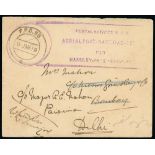 1918-20 Pioneer Flights - 1919 (Jan 9) Similar stampless cover to Bombay and redirected to Delhi