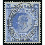 Other Stamps - 1902 KEVII 10/- Ultramarine with a light central oval Registered Lothbury B.O