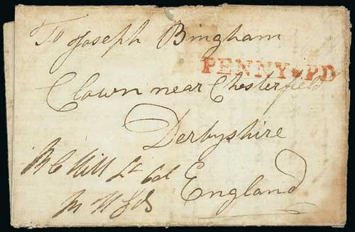 Falmouth Packet Handstamps - 1812 (Dec 10) Entire from Lisbon to Derbyshire written by Corporal T.