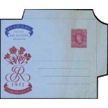 Postal Stationery - Essay Proof air letter with red vignette and with an unissued 6d stamp in