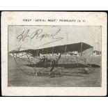 India - 1911 (Feb 18) First type picture postcard depicting Peguet in his biplane with his signature