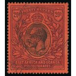 1912-22 King George V Stamps - 1912 20r Black and purple on red and 1918 20r purple and blue on blue