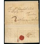 Devon - c.1700 Entire letter to Taunton, charged 2d, backstamped with a superb "E" Exeter Bishop