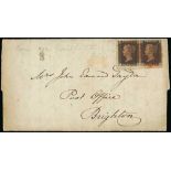 Other Stamps - 1840 (Nov 7) Entire letter from London to Brighton franked by a 1d black TA-TB corner