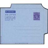 Postal Stationery - 1949 6d Air letter proof in the issued design (format AF2) on blue paper, the 6d