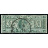 Other Stamps - 1911 KEVII Somerset House £1 deep green fine used with Guernsey c.d.s. S.G. 320, £