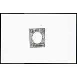 1912-22 King George V Stamps - c.1912 3c Frame Die Proof in black on white glazed card, 92x60mm,