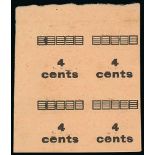 1912-22 King George V Stamps - 4 Cents Surcharge, four proof impressions on salmon paper, very