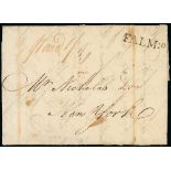 Falmouth Packet Handstamps - 1790 Entire letter from Liverpool to New York paid 1/- with superb "