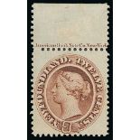 - Newfoundland. 1857-68 Issues mint comprising 1857 1d (no gum, small corner thin), 1862 2d and 6d r