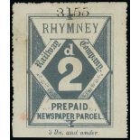 Railways - Rhymney Railway. 1870 2d Blue (2), 2d grey (unrecorded Ewen) and 3d violet (3); 1870