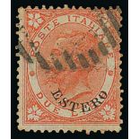 - Italian P.O in the Levant. 1874 2L Scarlet with "ESTERO" overprint, used. S.G. 9, £900. Photo on P