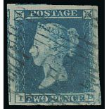 1841 2d Blues - TD Used with blue Scottish "360" cancel of Lauder, very large margins and small