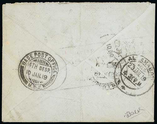 1918-20 Pioneer Flights - 1919 (Jan 10) Stampless cover signed C. Bliss, Lt. Col., to his wife in