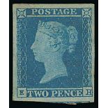 1841 2d Blues - EH Pale blue mint, four margins, minor creasing and a small thin spot, hinge