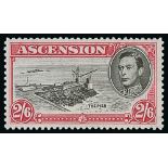 - 1938 KGVI 2/6, Perf 13, with Davit flaw, fine mounted mint. S.G. 45ca, £1,400. Photo on Page 121.