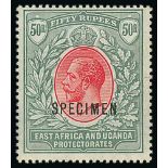 1912-22 King George V Stamps - 1912-21 1c - 500r Overprinted "SPECIMEN" with additional 15c, also