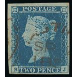 1841 2d Blues - BJ Used with a part town datestamp in brown, four margins, fine and unusual. With
