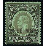 1912-22 King George V Stamps - 1921 75c Black on emerald with an emerald back overprinted "