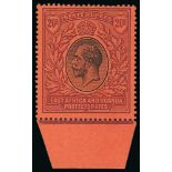 1912-22 King George V Stamps - 1912 20r Black and purple on red, margin at base, fine mint. S.G. 59,