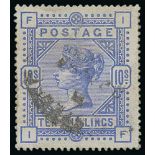 Other Stamps - 1884 10/- Cobalt on white paper, IF used with light part Registered datestamp, with