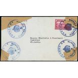 - 1938-53 KGVI Covers and cards including censors, 1d postage due on 1944 cover from Argentina,