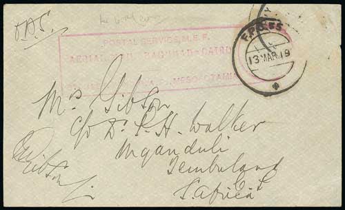 1918-20 Pioneer Flights - 1919 (Mar 13) Stampless O.A.S cover signed J. Gibson, addressed to his