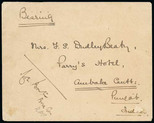 1918-20 Pioneer Flights - 1918 Stampless cover signed "A.E Borton, Brig. Gen., R.A.F" and