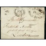 ﻿Napoleonic War - Prisoner of War Mail - Chatham - The "Sandwich". 1806 (Oct 10) Entire letter