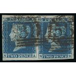 1841 2d Blues - NA-NB Pair, violet-blue with marked Ivory heads and slight sign of lavender tint (