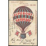 Great Britain - 1902 (Sep 20) Similar Lifeboat Saturday Balloon Post card addressed to Rochdale, the