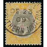 - British Empire. KEVII-KGVI Mint and used selection including Antigua 1903 5/- Specimen; Ceylon