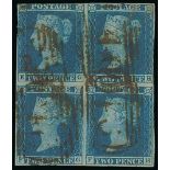 1841 2d Blues - Used blocks of four comprising EG-FH each cancelled "46" of Banbury, EG just cut