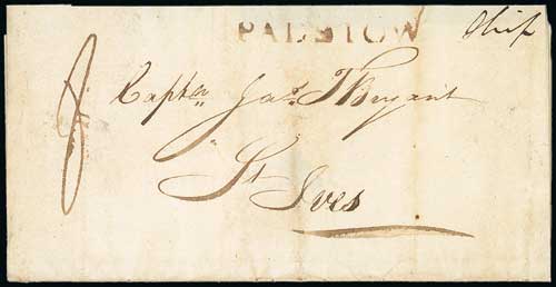 Other Ports - Padstow. c.1810 Outer wrapper to St. Ives handstamped "PADSTOW" (CO215, recorded