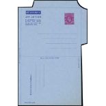 Postal Stationery - 1949 6d Air letter proof in the issued design (format AF2) on blue paper, the 6d