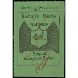 Railways - Bishops Castle Railway. c.1904 Newspaper Parcel ½d (4) and 1d (4), Ewen 1/2; and unlisted